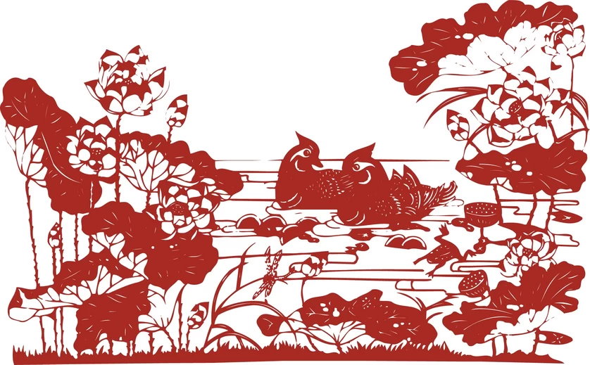 中国风中式传统喜庆民俗人物动物窗花剪纸插画边框AI矢量PNG素材【989】